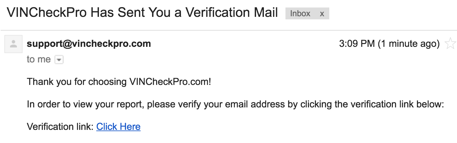 email confirmation, vincheckpro