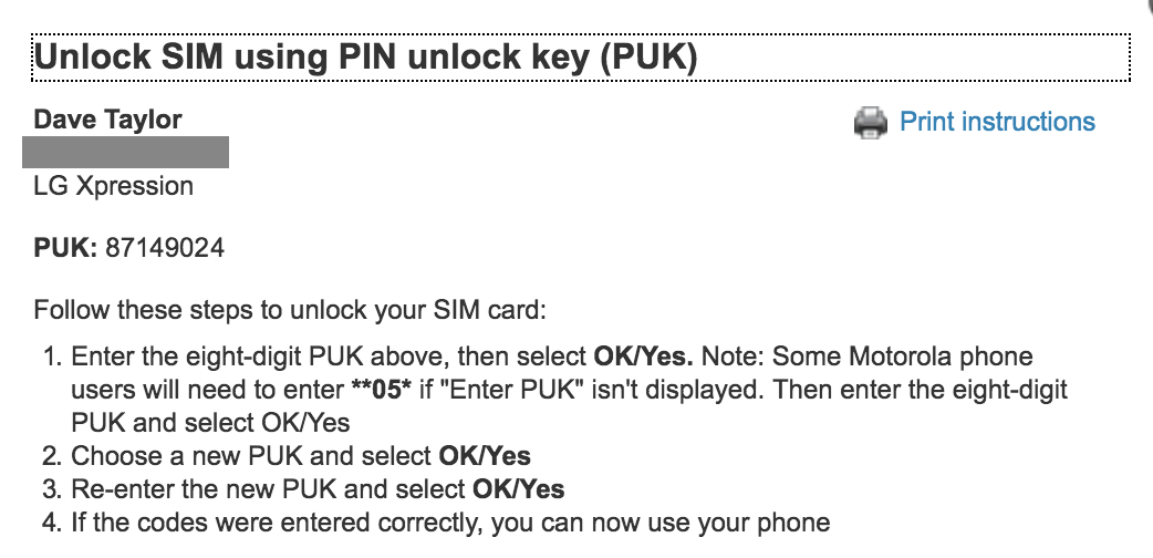 find a puk code on a sim card