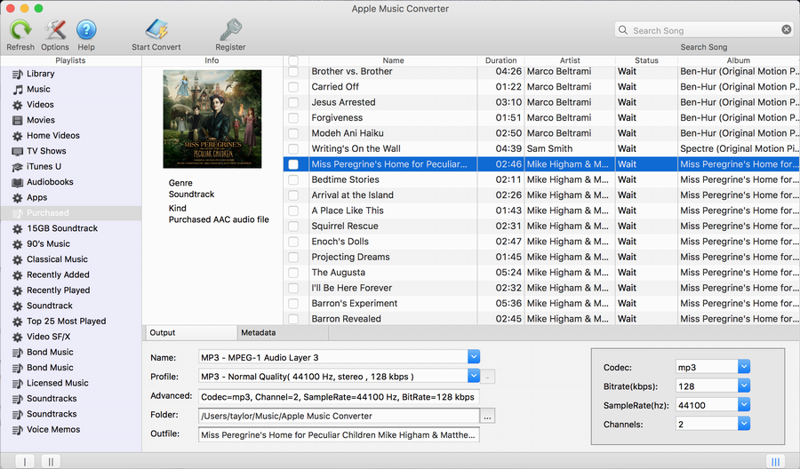 apple music converter main window, macos mac