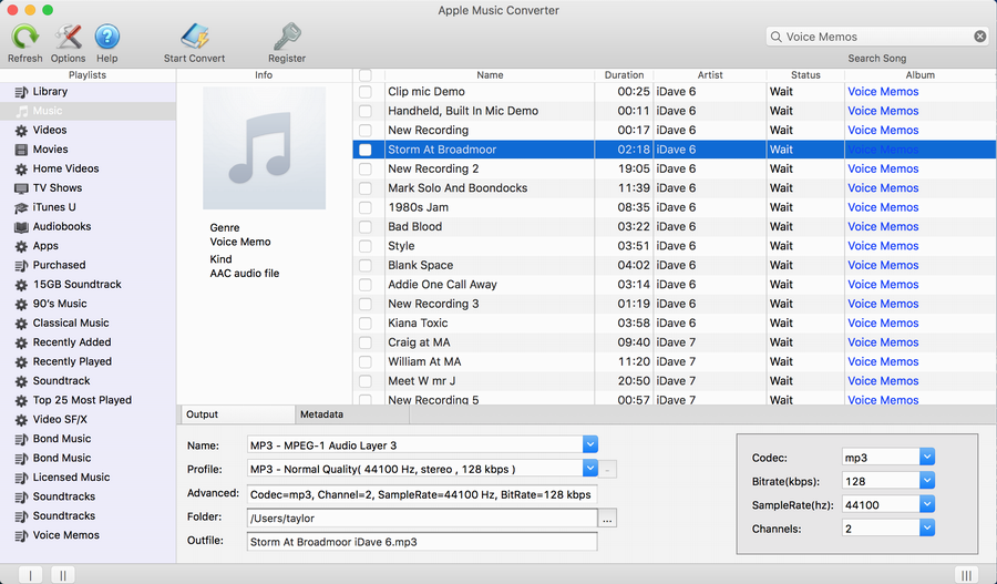 convert voice memo to mp3, mac apple macos