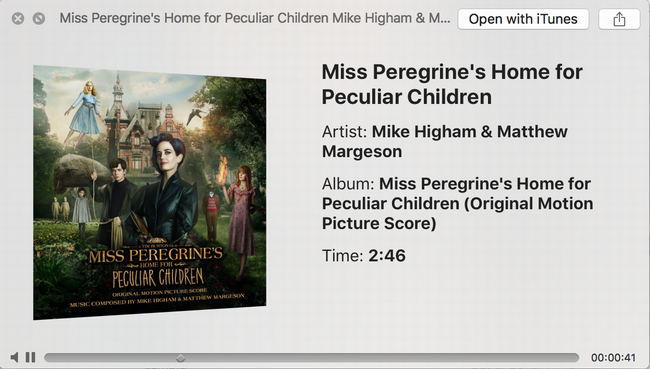 preview of miss peregrine's movie soundtrack in macos