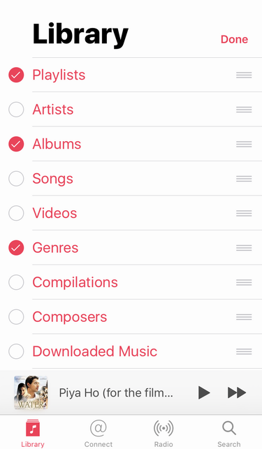 iphone itunes checked library categories