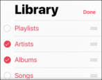 customize, reorder music library categories options itunes ios 10.1 iphone ipad