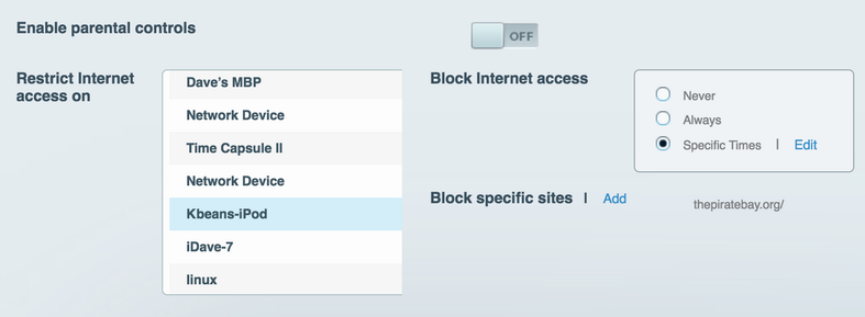 block site, parental control, linksys smart wifi