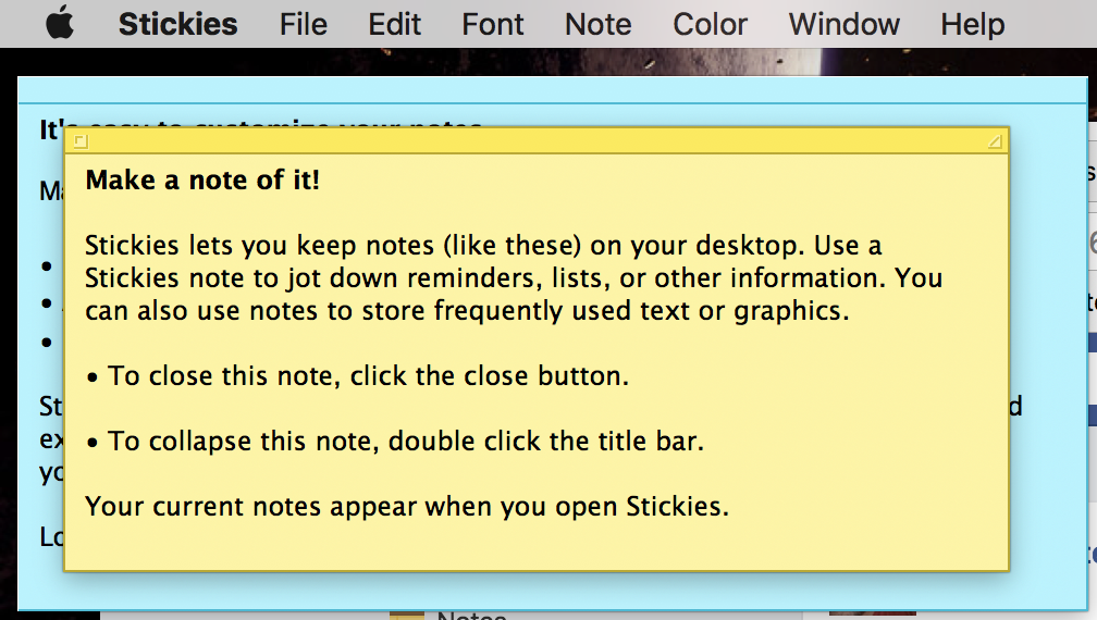 stickies macos x mac os default sticky