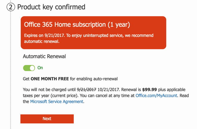 ms office 365 home activation key