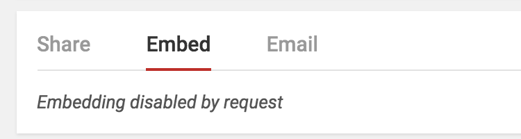 embed prohibited blocked by video owner disabled by request