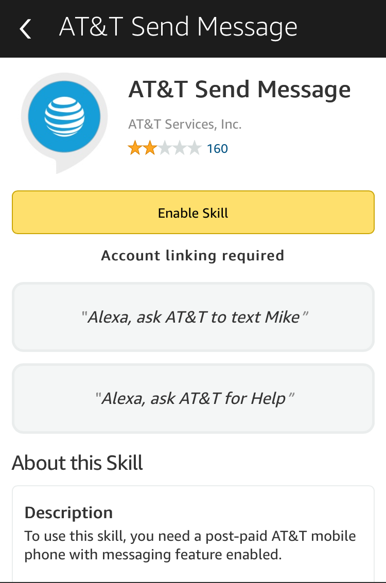 AT&T Send Message amazon echo alexa skill