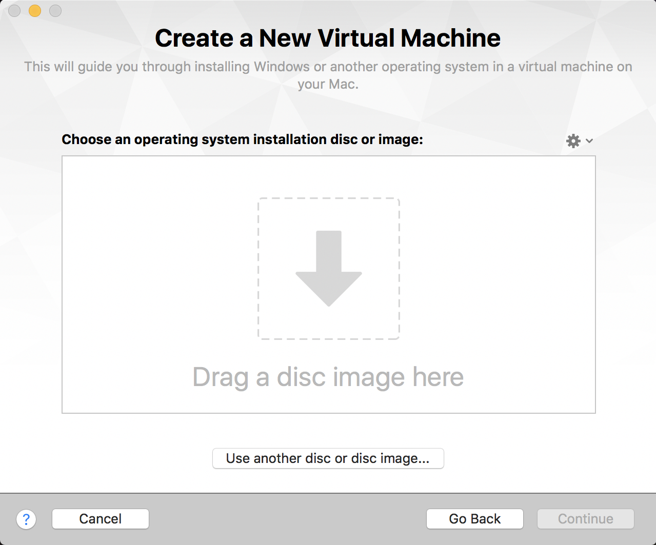 drag and drop iso image create new vm