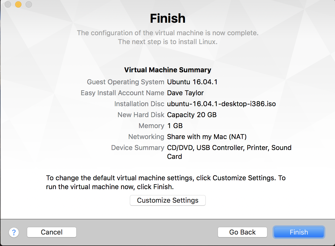 ready to easy install linux vmware fusion mac macos x