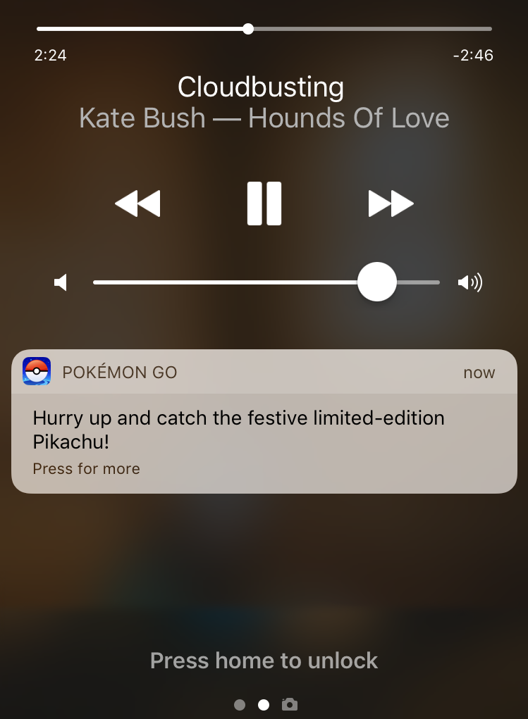 pokemon go notification, apple iphone 7 6 6s lock screen