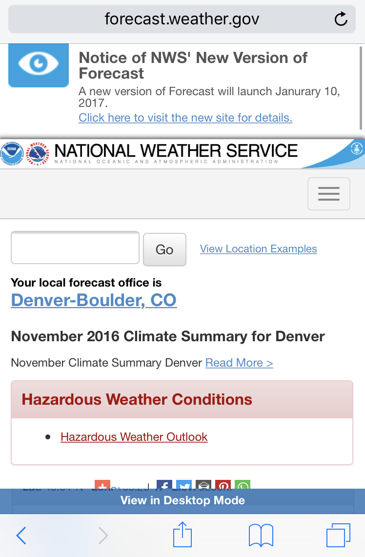 national weather service web browser view safari ios 10 iphone