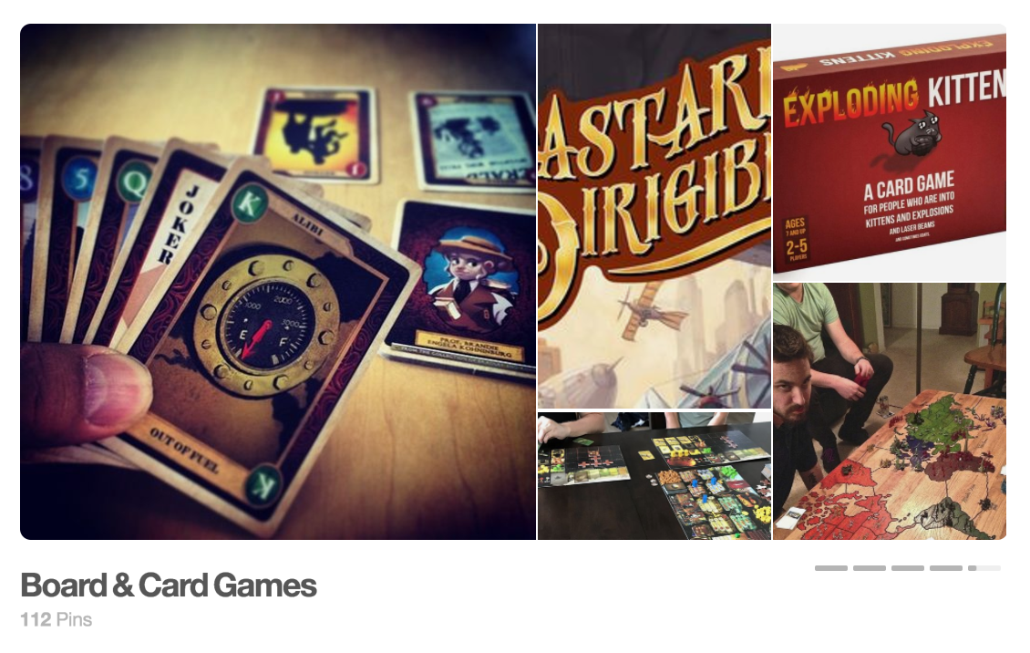 pinterest showcase, board games