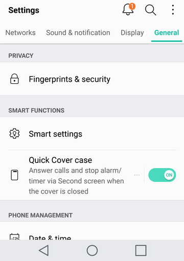 fingerprints & security, android setup settings configuration