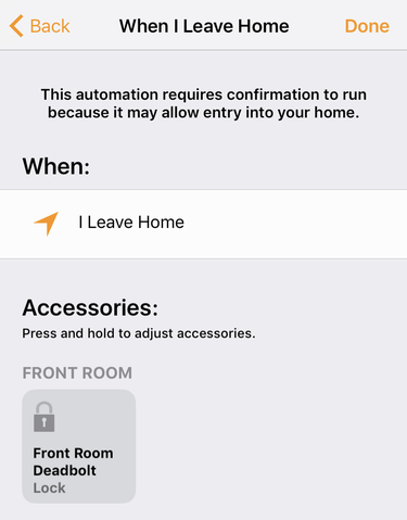 set up configure apple homekit home automation trigger event rule deadbolt