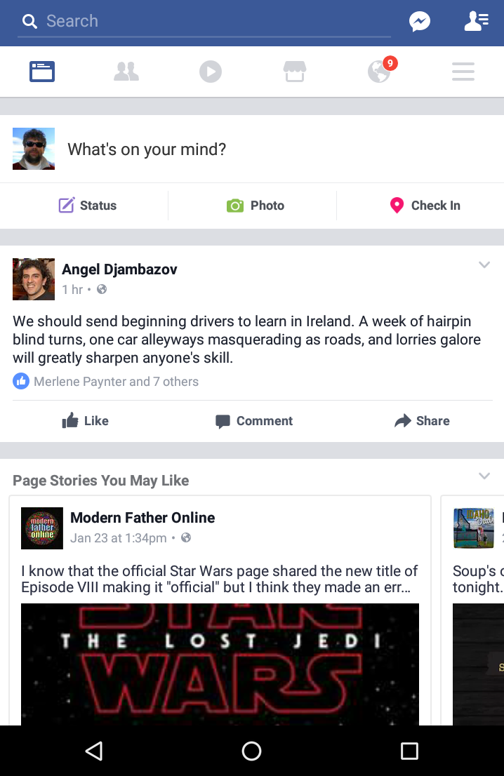 facebook for android newsfeed view