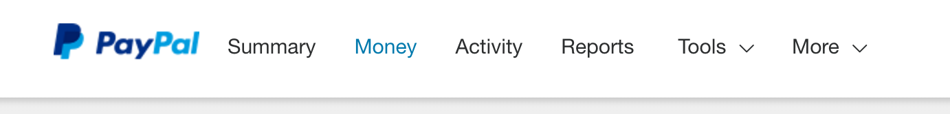 paypal send money top menu