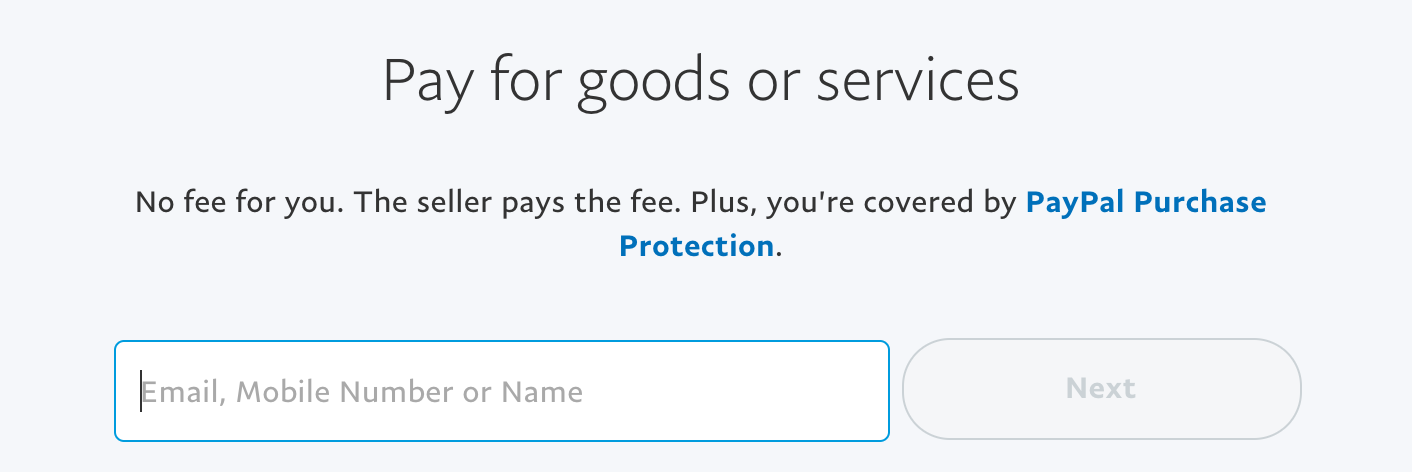 pay for goods or services on paypal: specify amount