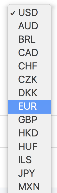 supported currencies, paypal