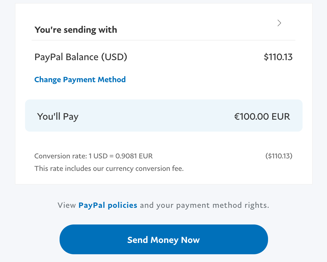 currency value and conversion, PayPal