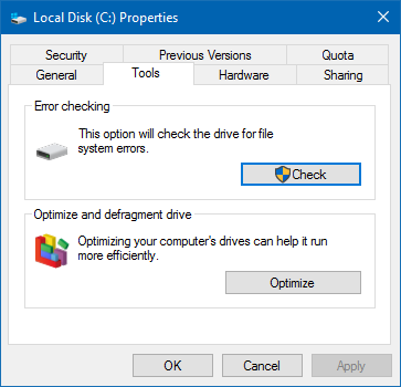 local disk c: properties win10