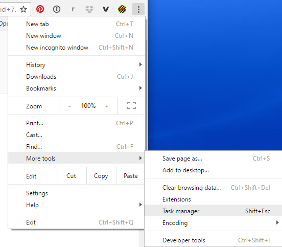 google chrome, main system menu settings configuration preferences