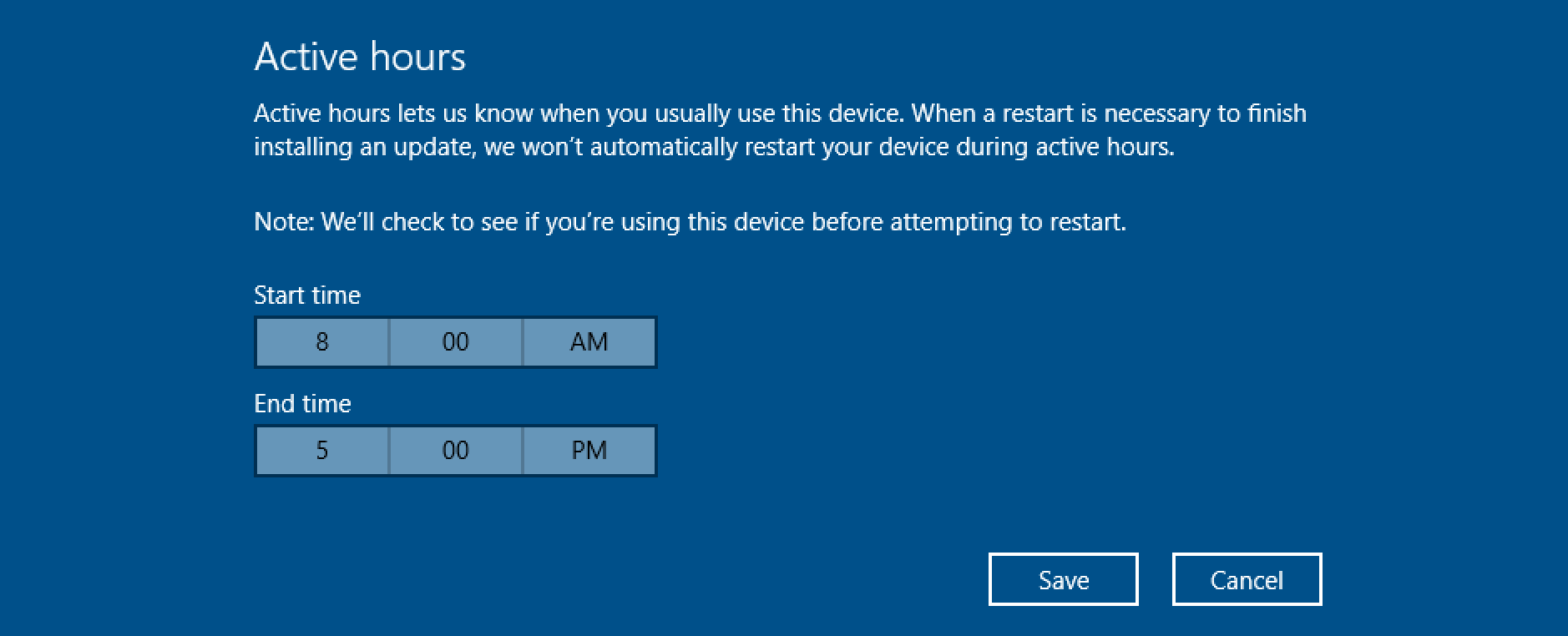 win10 set active hours for automatic windows win10 system updates