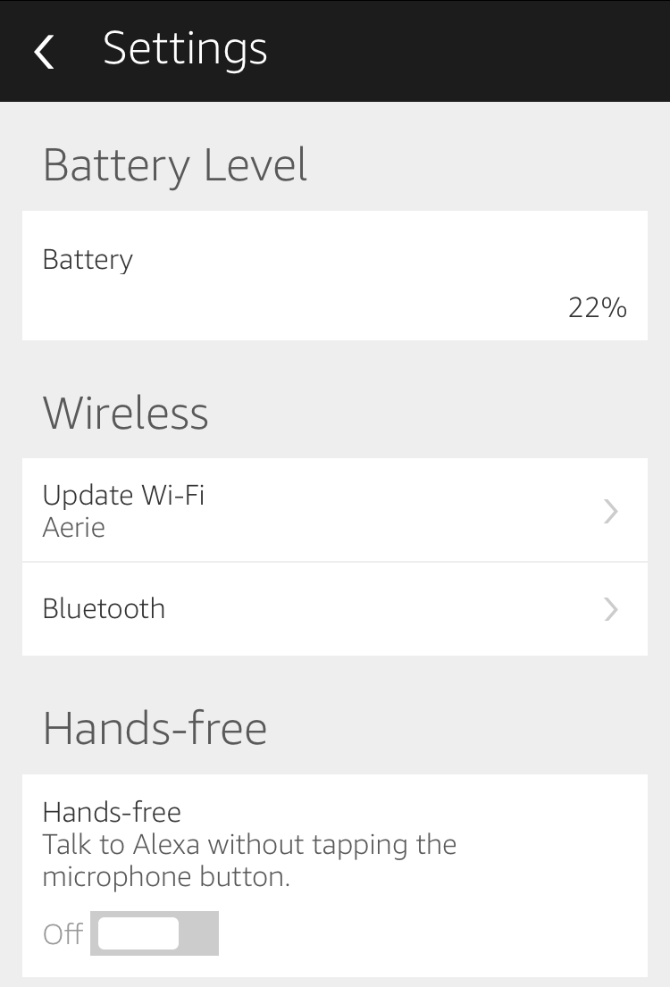 amazon echo tap settings preferences