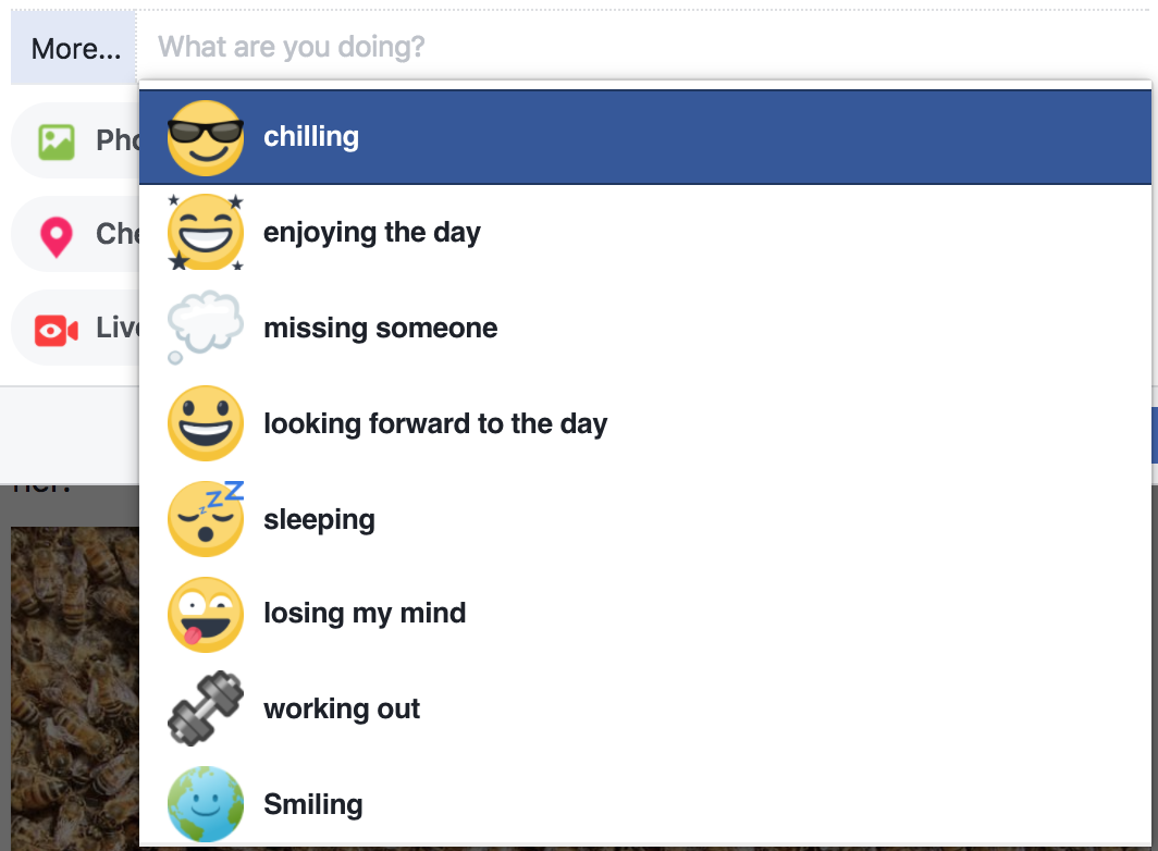 facebook feelings more options