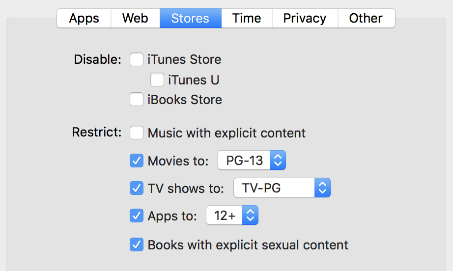 limit itunes store parental controls apple imac