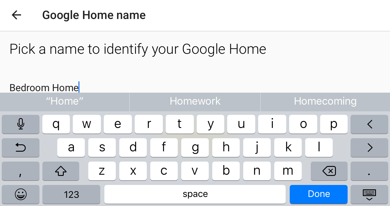 enter new google home device name