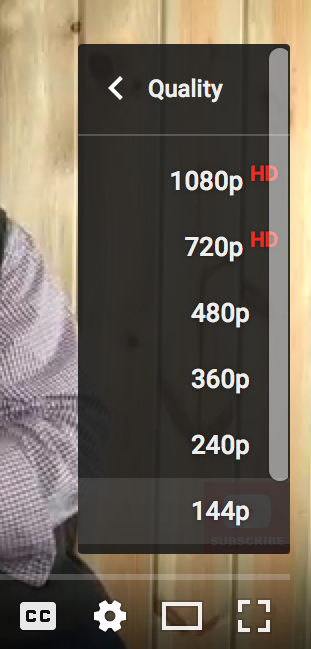 youtube video playback quality / resolution