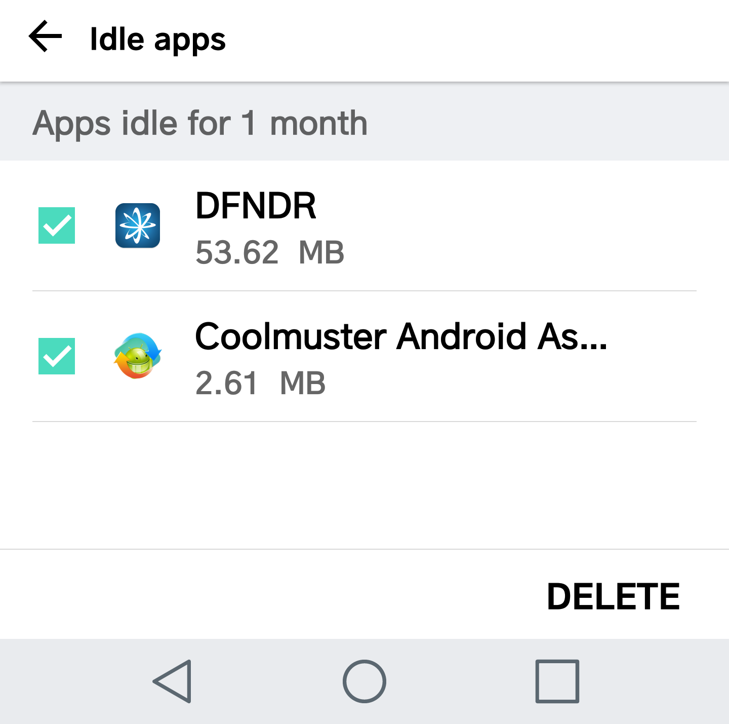 idle apps haven't been launched in a month, android