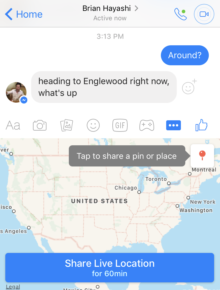 share location in facebook messenger