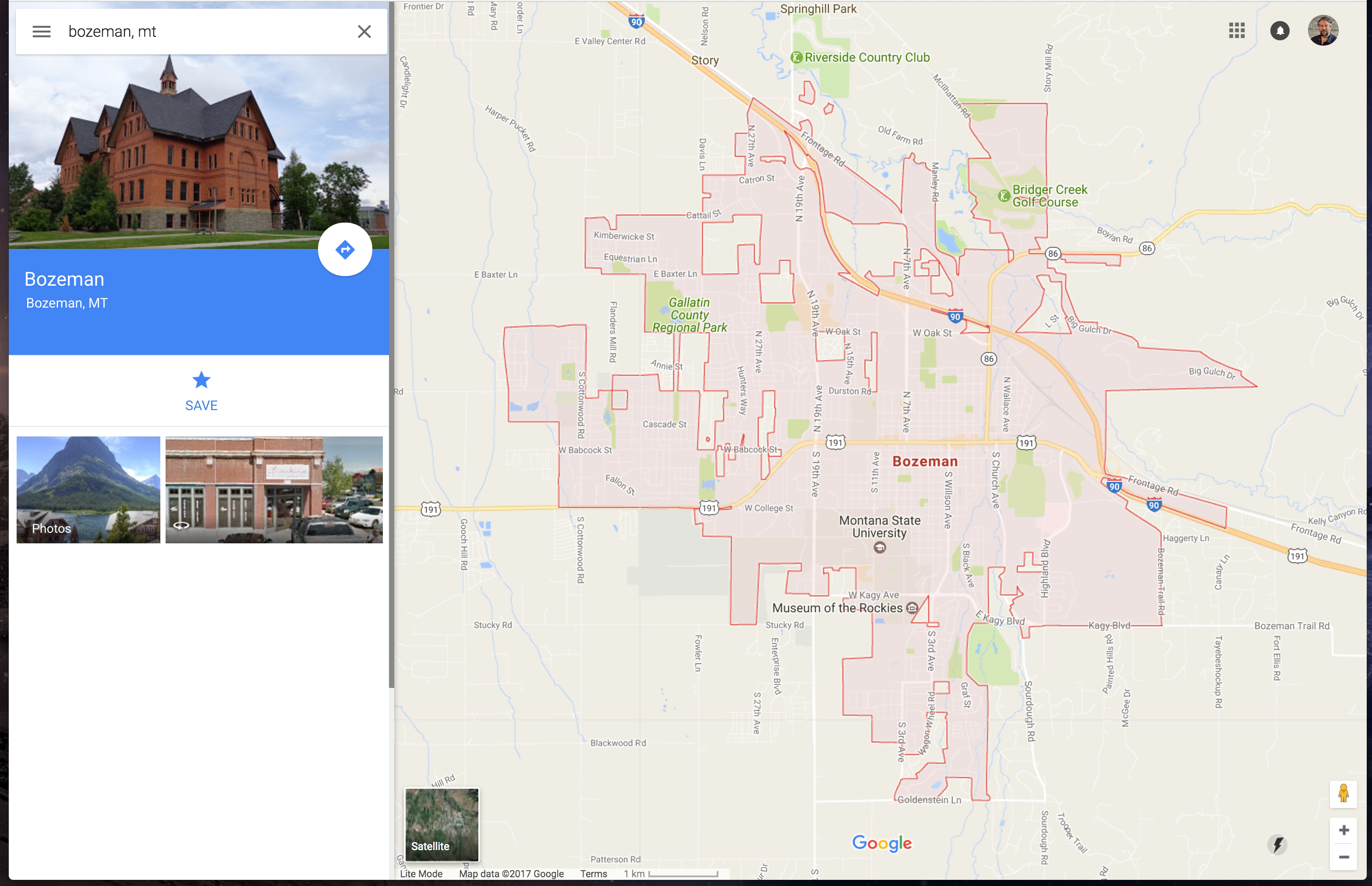 google maps lite mode - venue = missoula mt