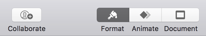 format / animate / document in keynote