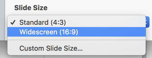 keynote slide size setting