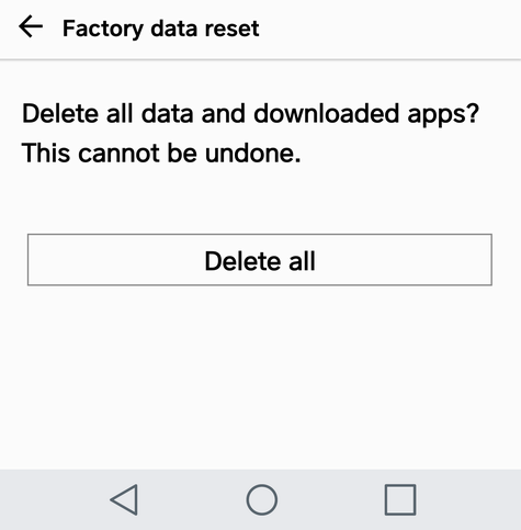 sure you want to reset android smartphone?