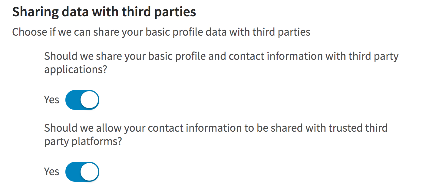 linkedin data shared with third parties