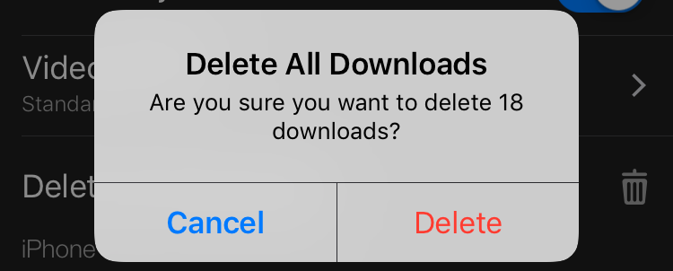 confirm delete all netflix downloads