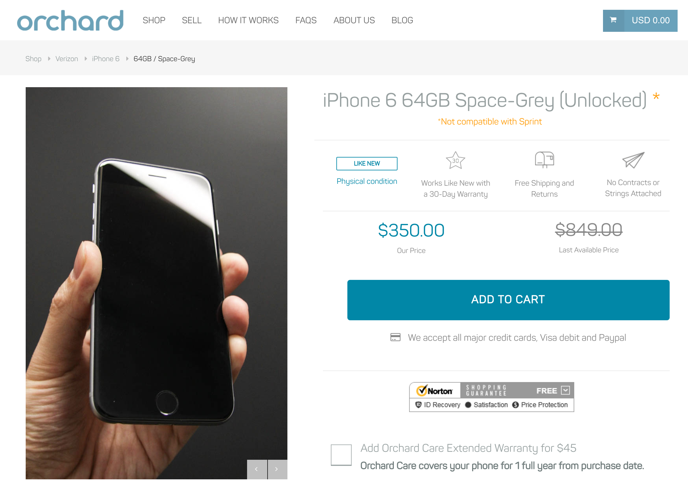 orchard labs used apple iphone 6 detail page