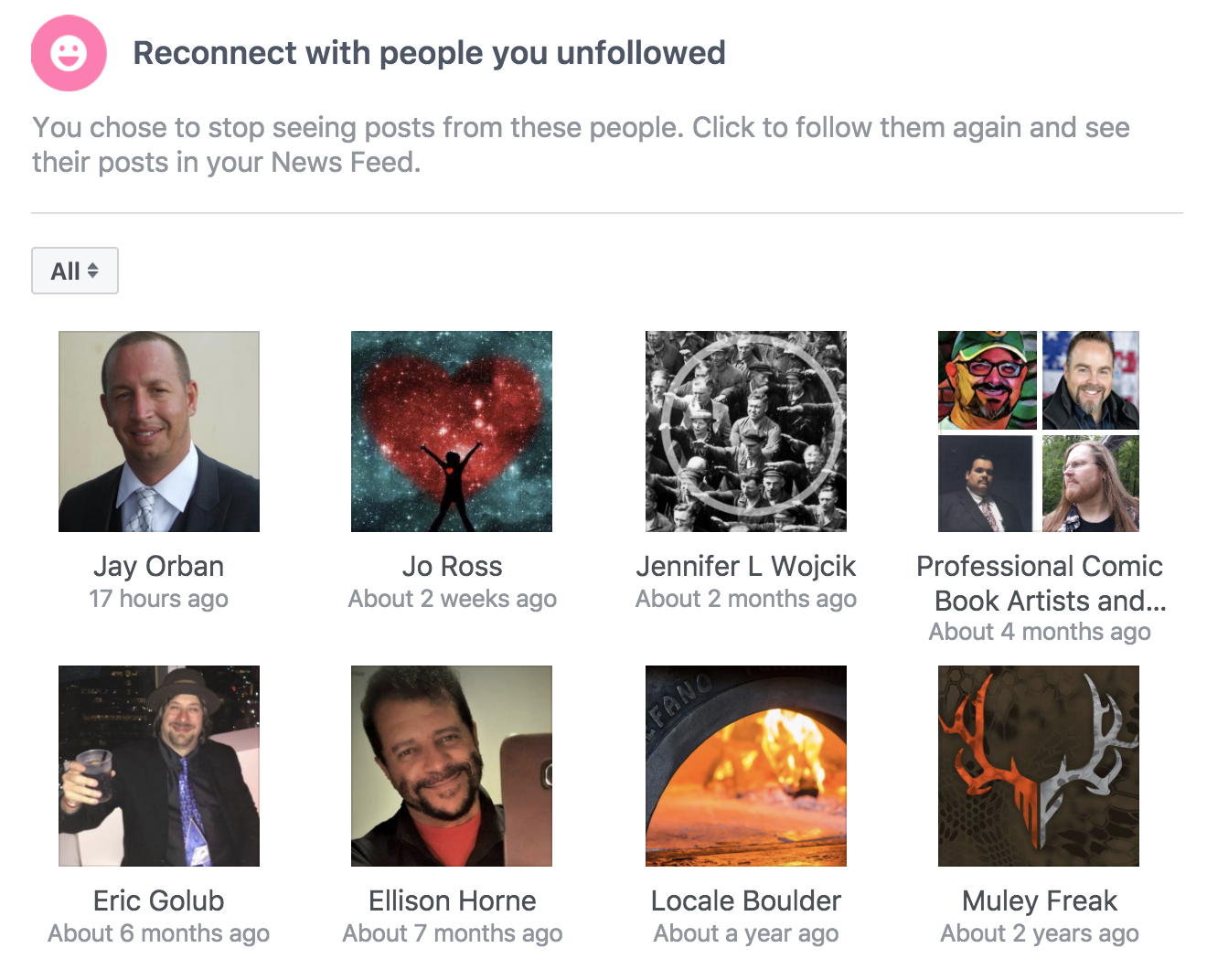 facebook people I have unfollowed