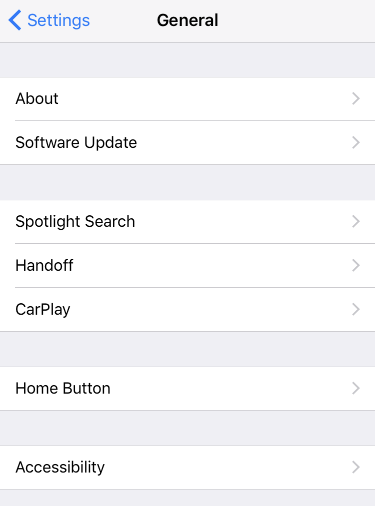 ios iphone ipad settings > general