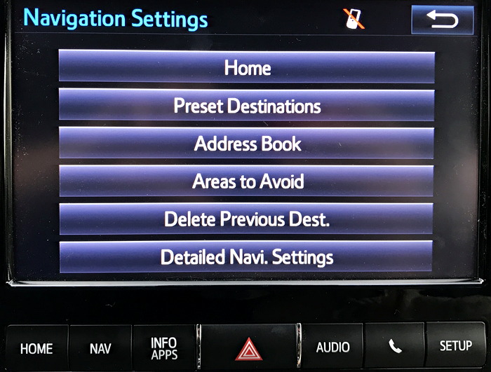 toyota entune connect gps nav navigation system main settings