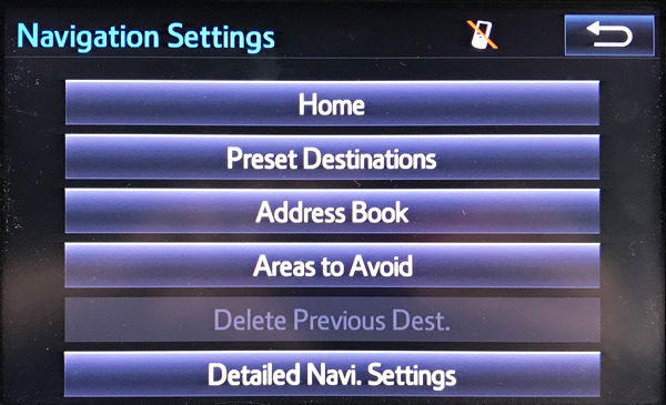 toyota entune connect no previous destination addresses gps nav system