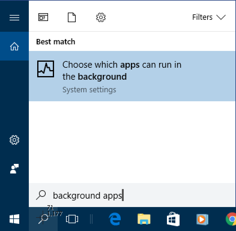 win10 search 'background app'