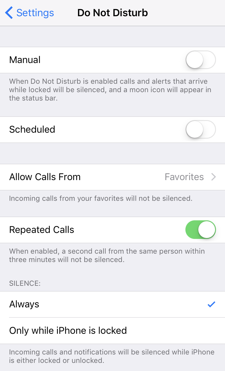 ios iphone do not disturb