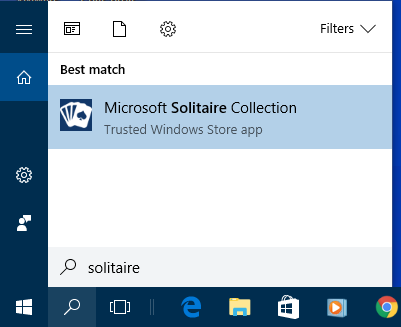 win10 windows 10 search for 'solitaire' game