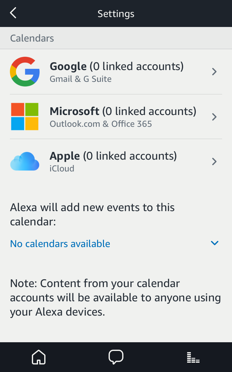 alexa calendar settings icloud google microsoft