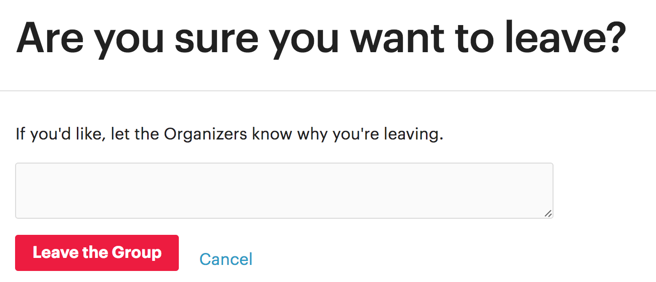 Are you sure you want to leave meetup.com group